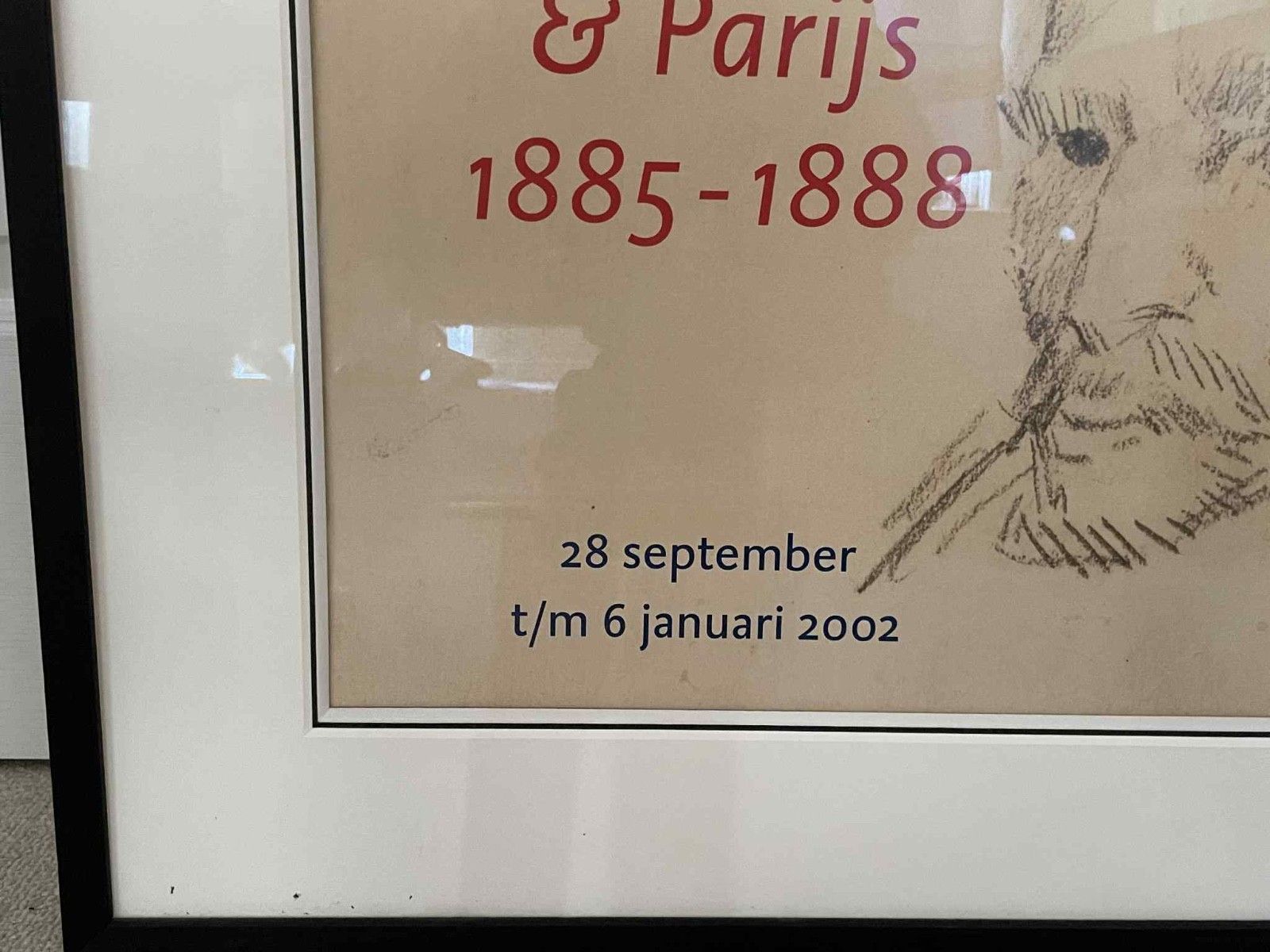 photo vinterior Rare 2002 Dutch Vincent Van Gogh Self Portrait Sketch Museum Exhibition Poster.