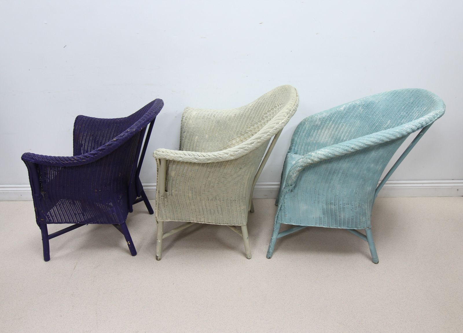 Set Of 1 Lloyd Loom Lusty Chair And 3 Other Lloyd Loom Style Chairs   4 In All photo Furniture