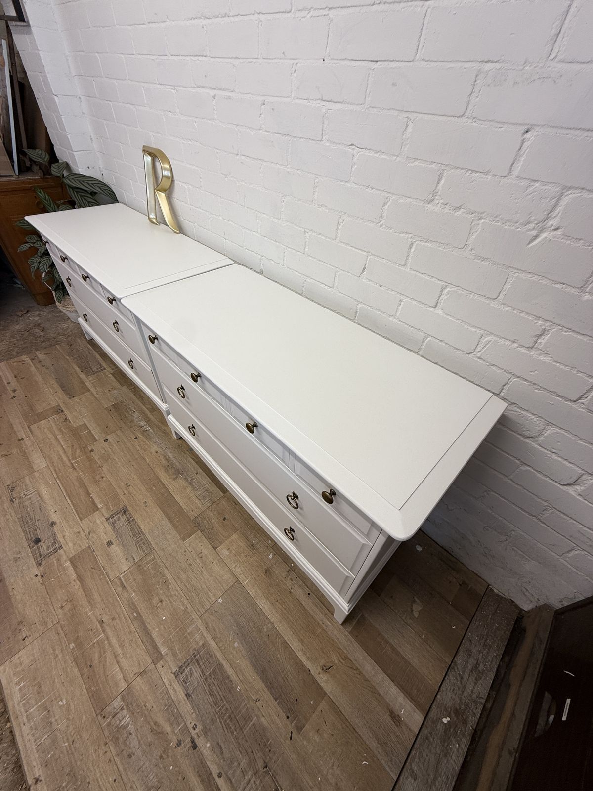 photo furniture Pair Of Stag Minstrel 4 Over 2 Chest Of Drawers – Painted In Chantilly Lace