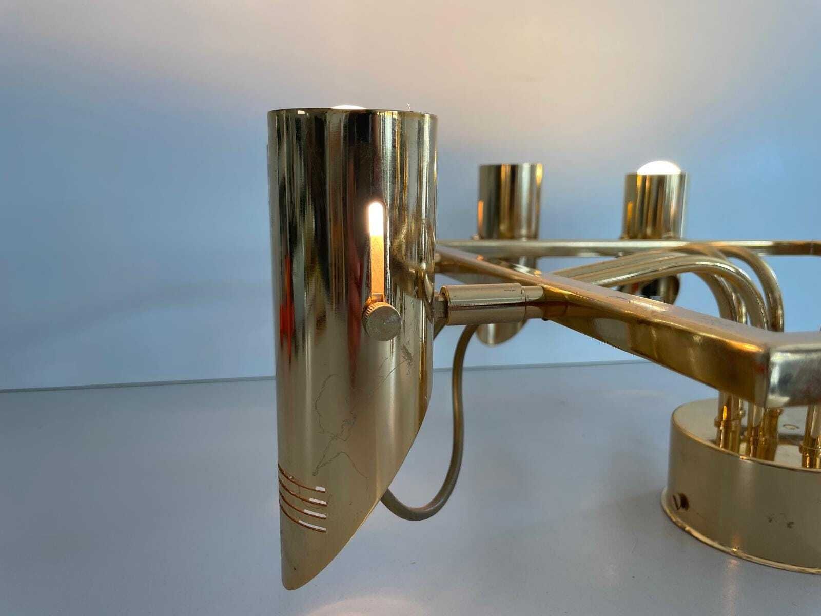 photo for sale 8 Armed Sputnik Flush Mount Chandelier In Brass, 1970s, Italy