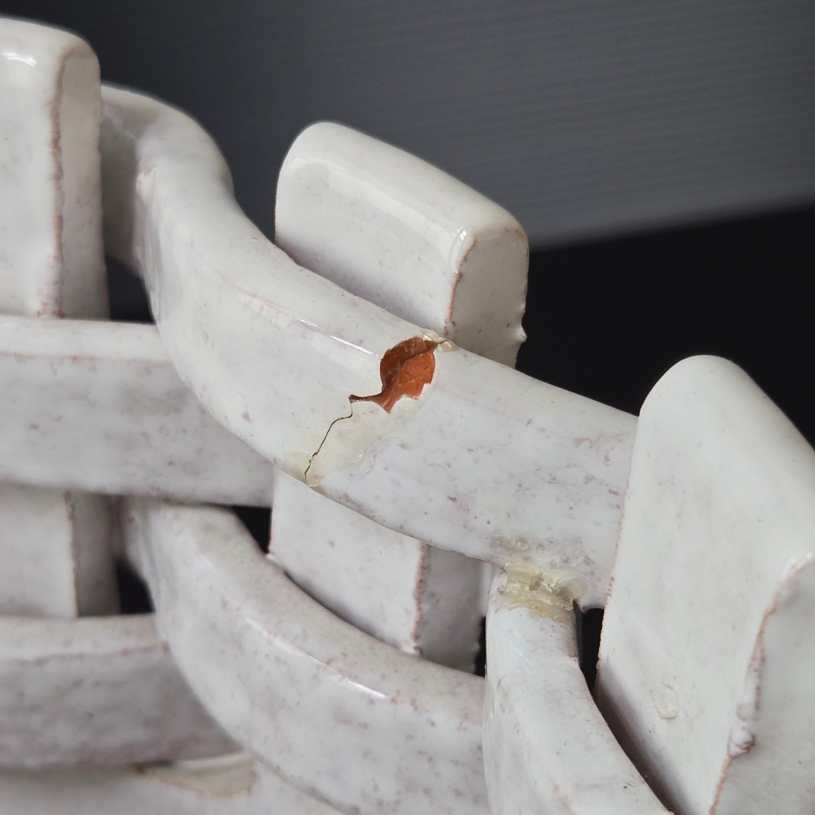 Vintage 1960s Ceramic Terracotta Enamel Braid Vase 60s Italy White 1960s photo 194.0