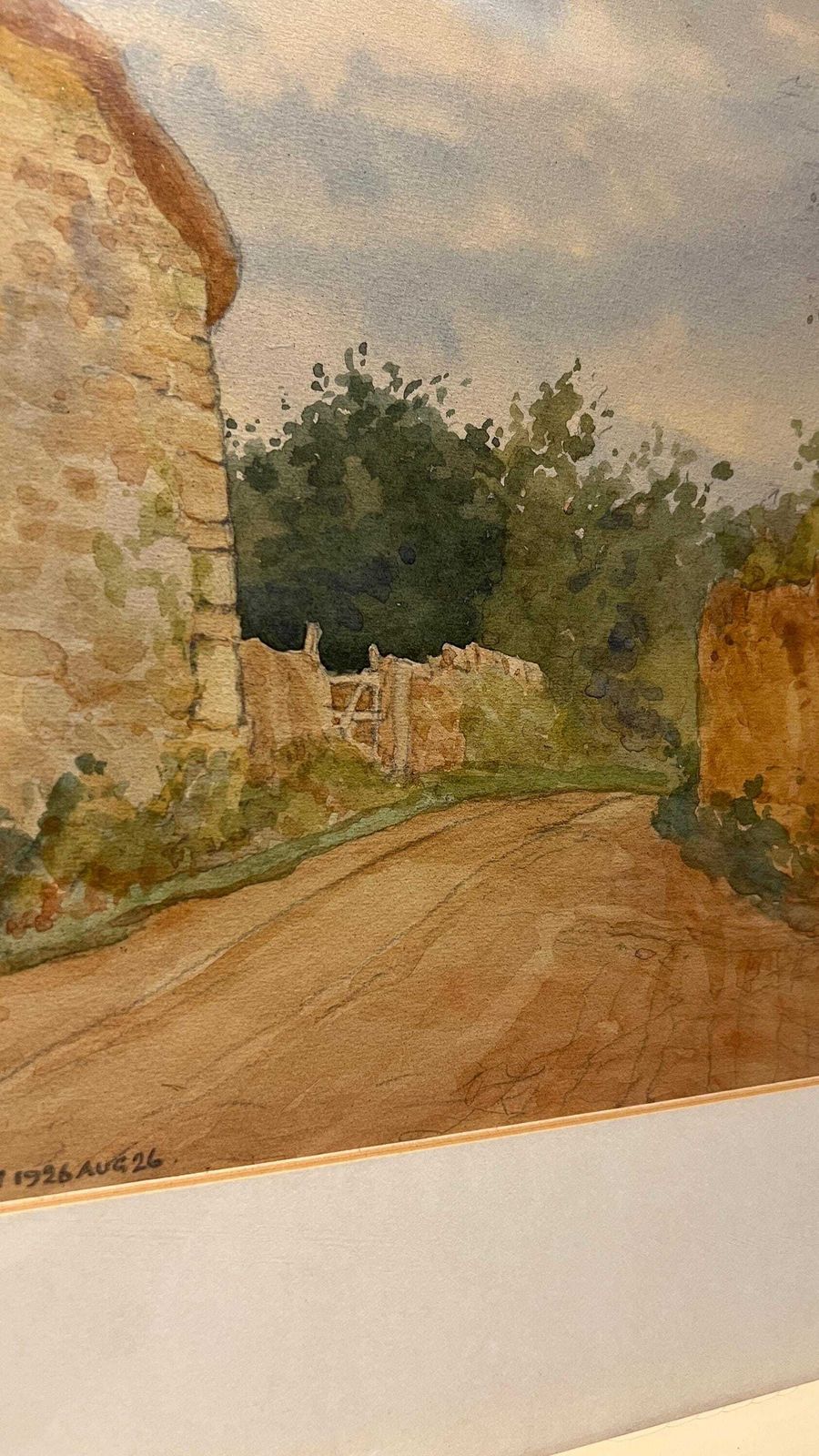 Vintage 1926 Watercolour Picture Of Rudge Farm, Lustleigh Devon | Countryside Scene In Solid Wood Frame photo vintage