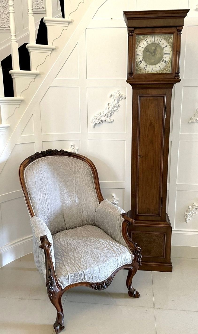 Antique Brass Face Quality Walnut Long Case Clock By George Rice Of Rudgely photo for sale