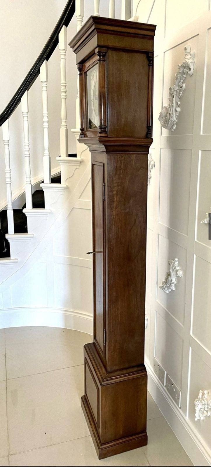 Antique Brass Face Quality Walnut Long Case Clock By George Rice Of Rudgely photo Home Decor