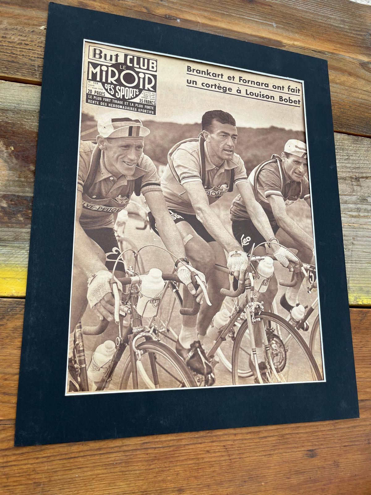 Vintage Cycling Print   Tour De France, Louison Bobet, Original 1955 photo for sale