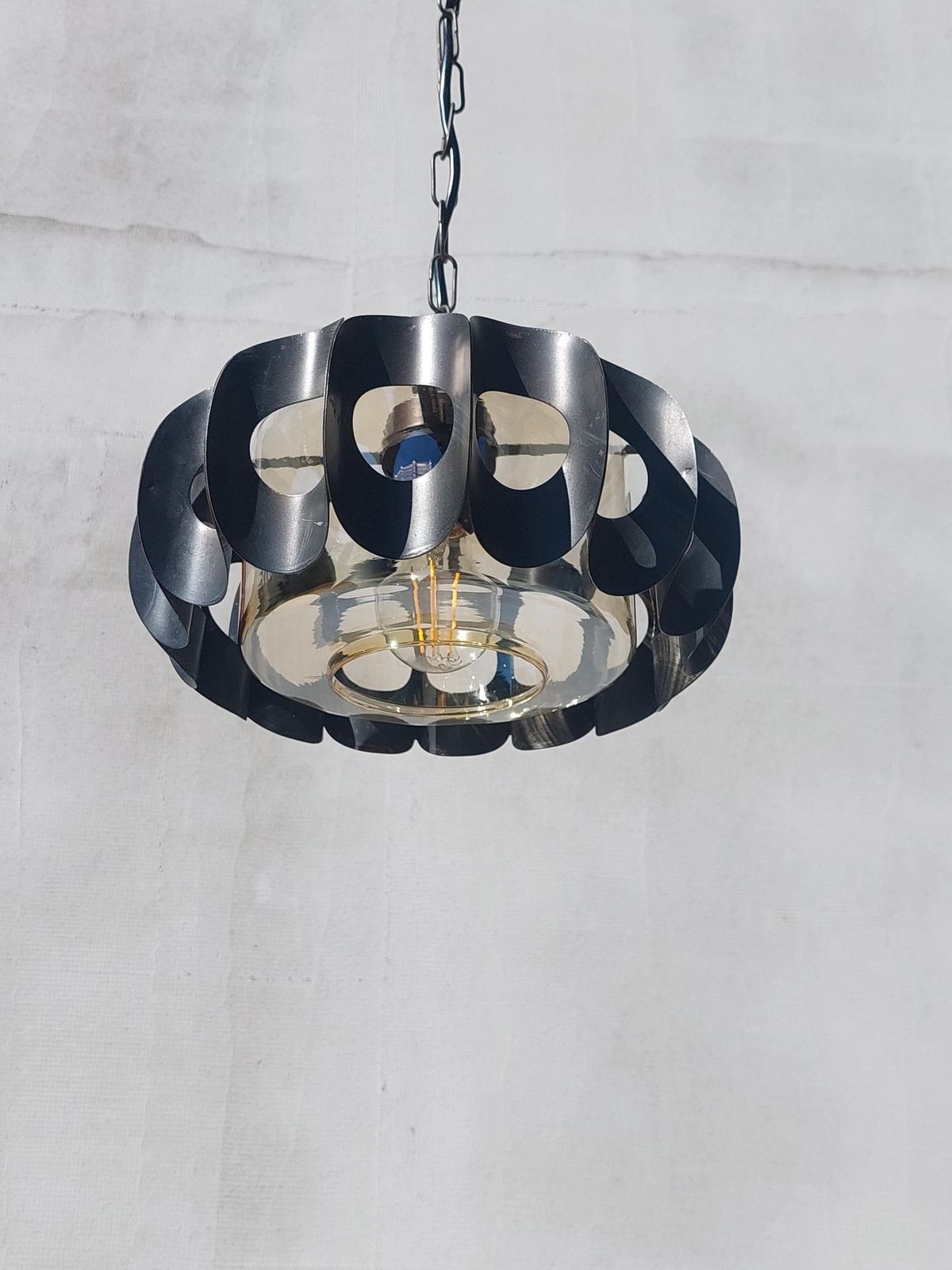 Vintage Brutalist Chandelier / Vintage Pendant Lamp / Space Age Pendant Lamp / Mcm Pendant Lamp / Atomic Light / 70's photo buy