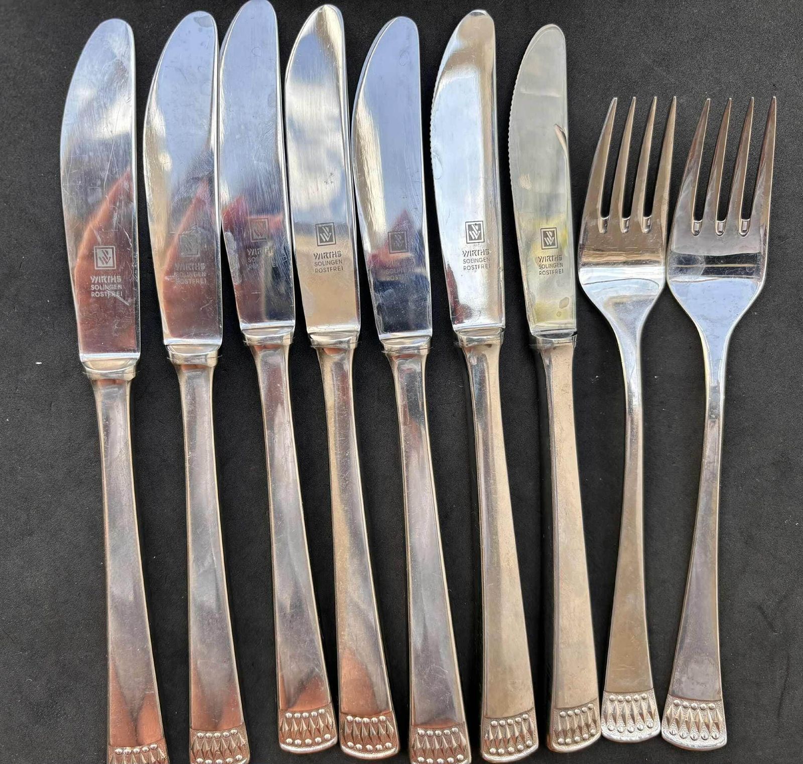 Paul Wirths Bestekonderdelen Losse Stukken Vorken En Messen Art Deco Patroon Tafelbestek Duits Solingen Roestvrij Staal photo buy