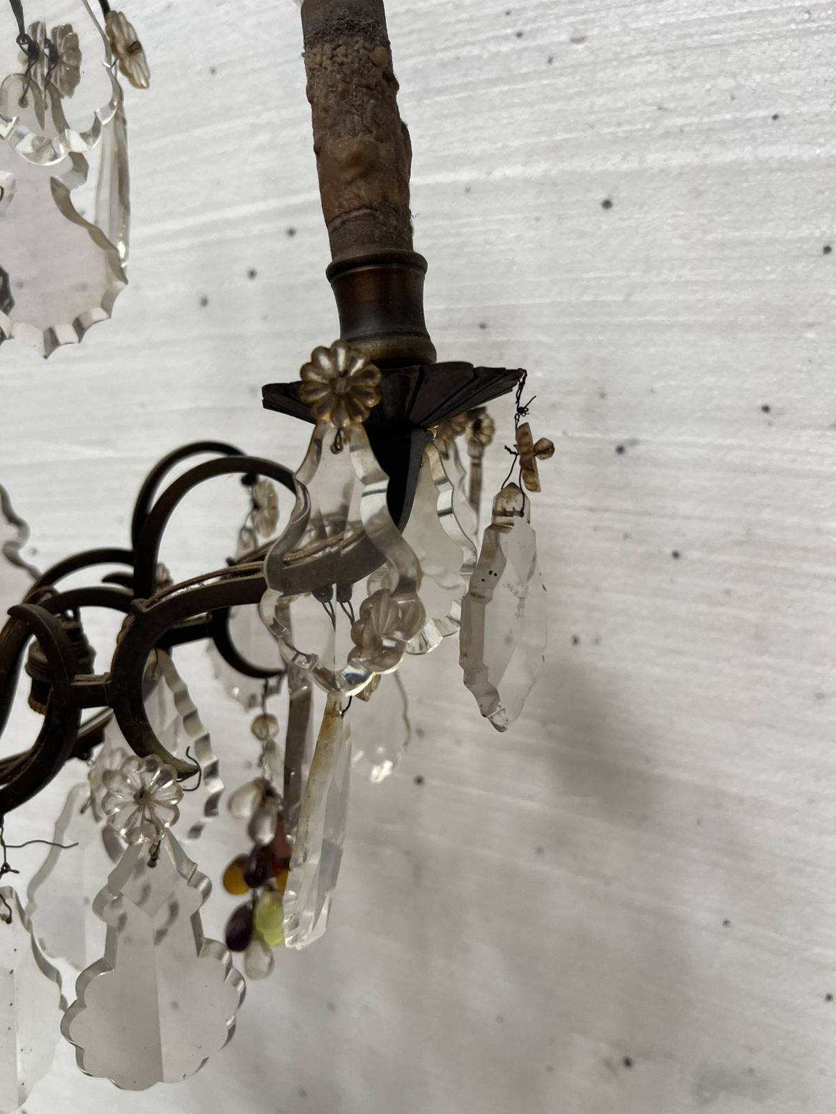 Louis XV Style Chandelier With Pendants And Colored Glass Fruits, 20th Century photo vinterior