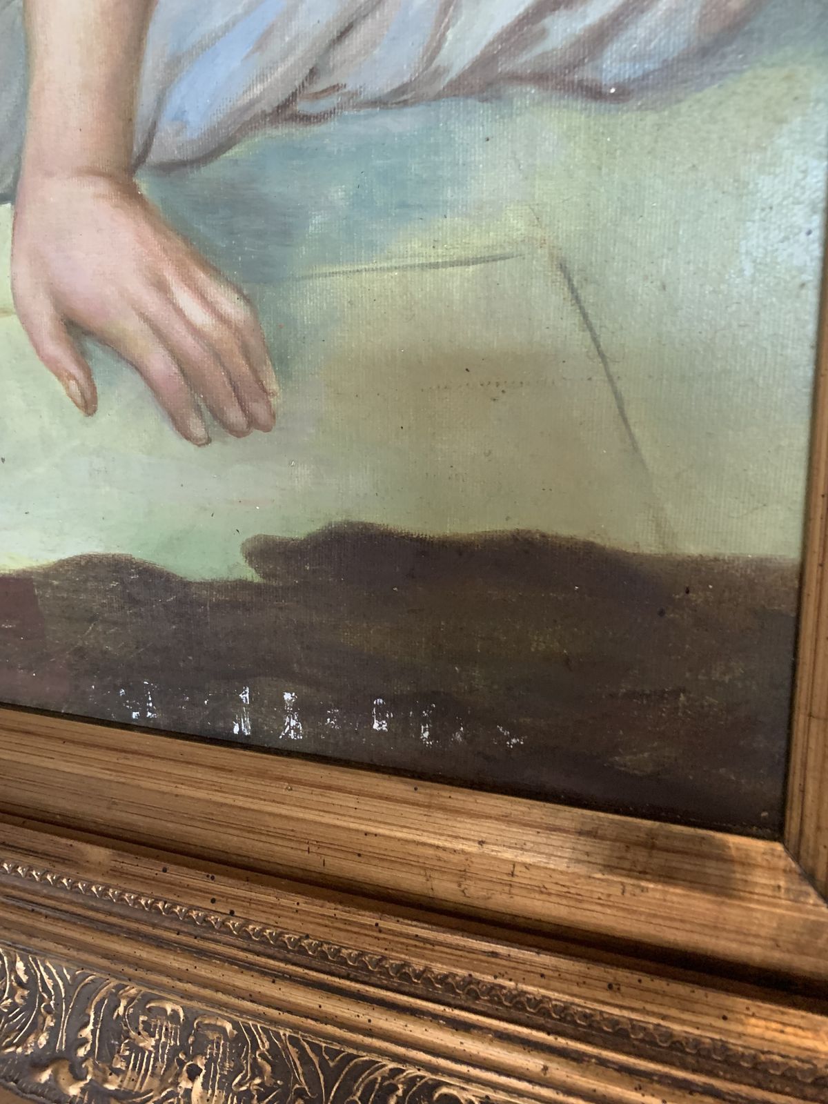 Oil Painting, Girl With Bird, Oil On Canvas photo furniture
