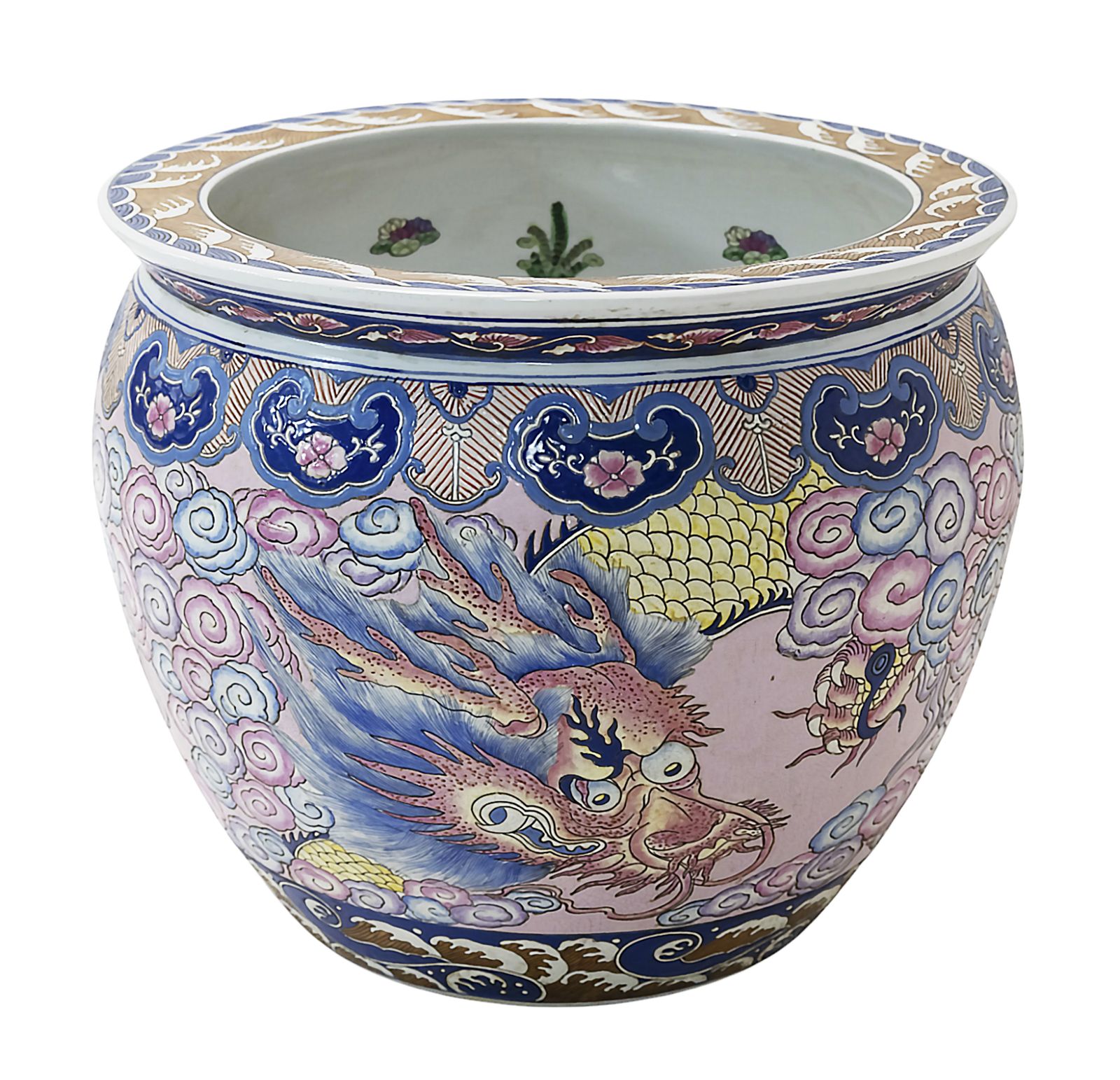 Large Chinese Handmade Ceramic Planter Pot Fish Basin