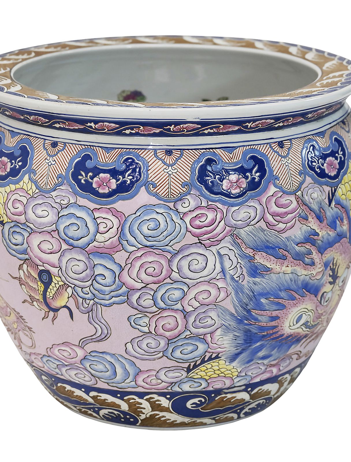 Large Chinese Handmade Ceramic Planter Pot Fish Basin photo 1250.0