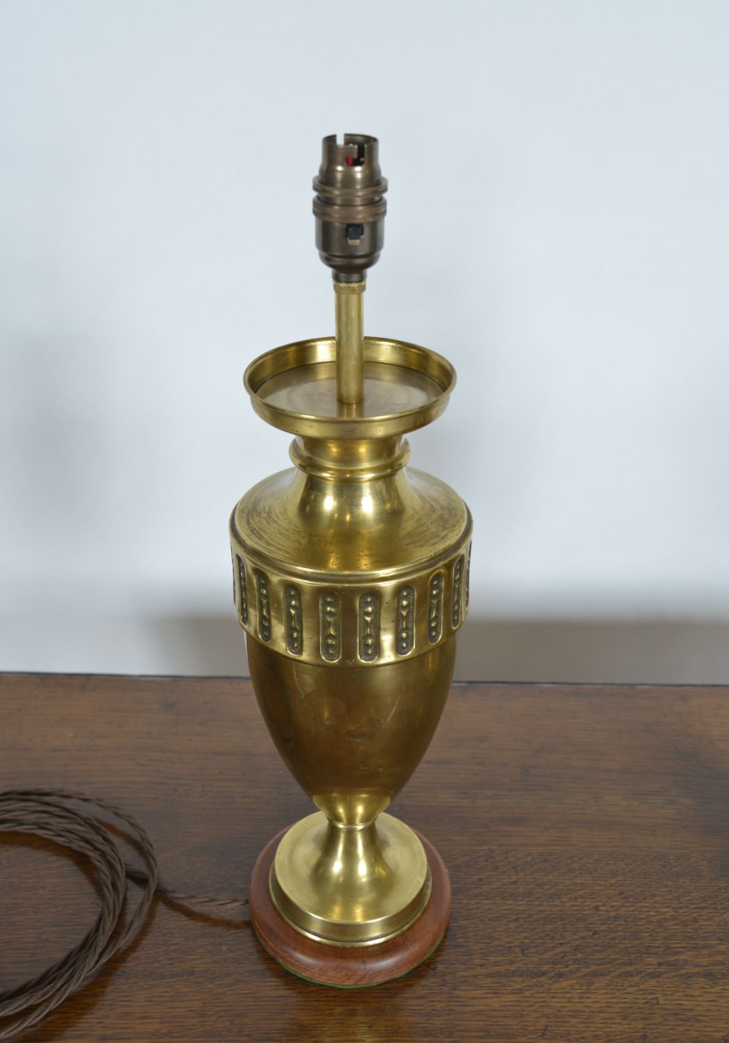 Pair Early 20th Century French Art Nouveau Style Brass Urn Table Lamps 1910 photo furniture