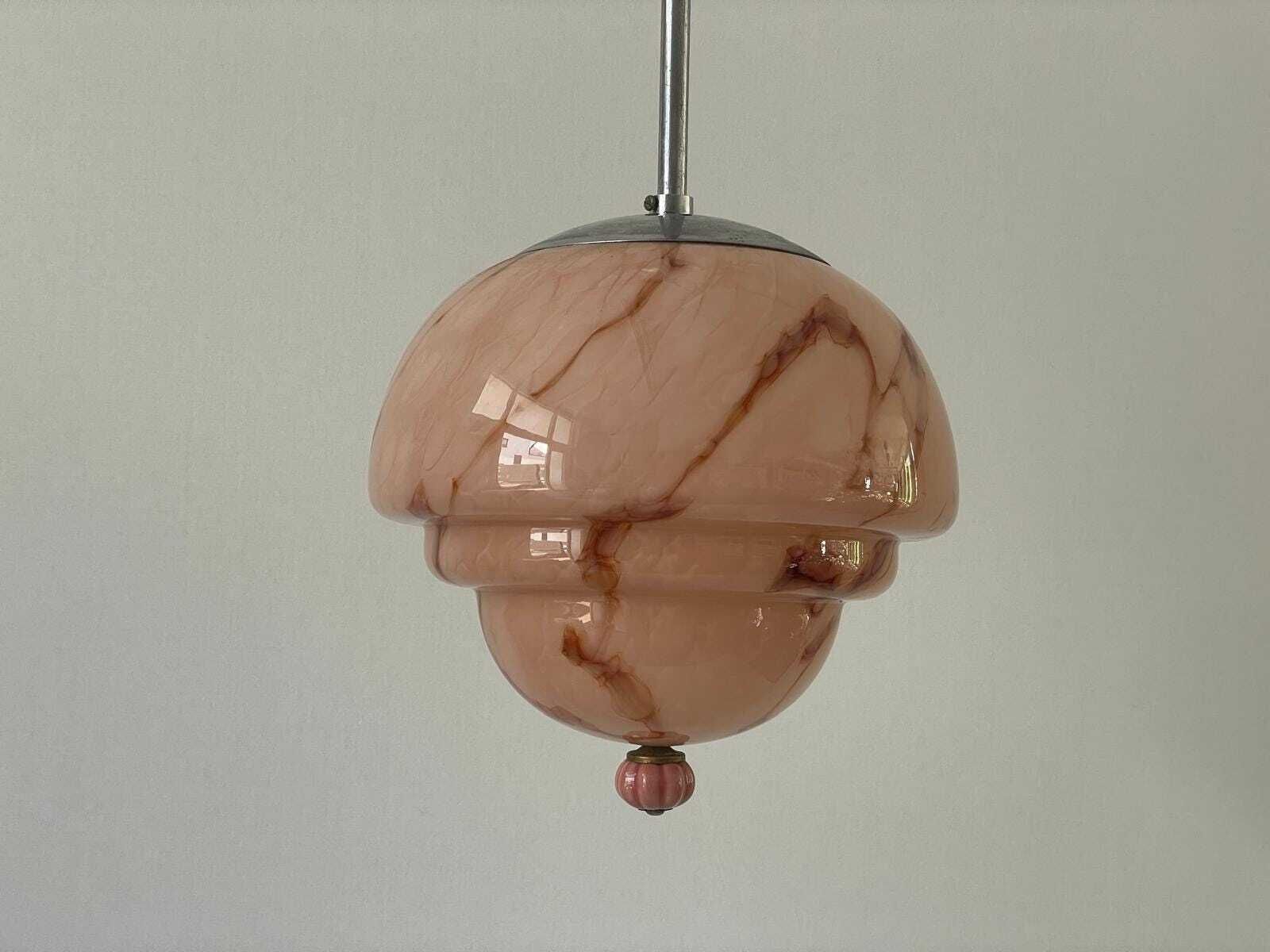 photo furniture Pink Glass Art Deco Style Ceiling Lamp, 1940s, Germany