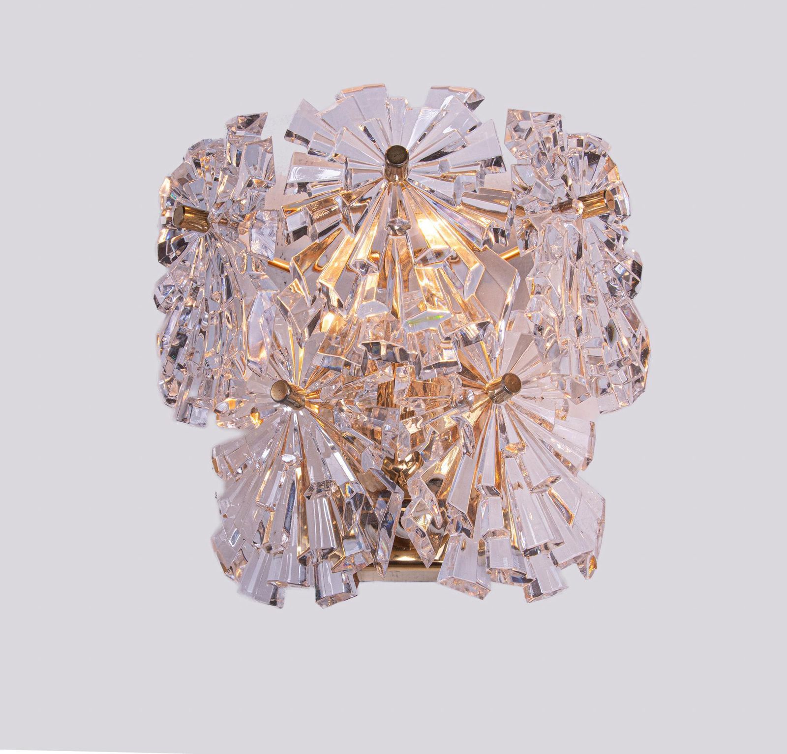 1970s Germany Kinkeldey Starburst Wall Sconces Crystals & Gilt Brass, Set Of 2 photo Lighting