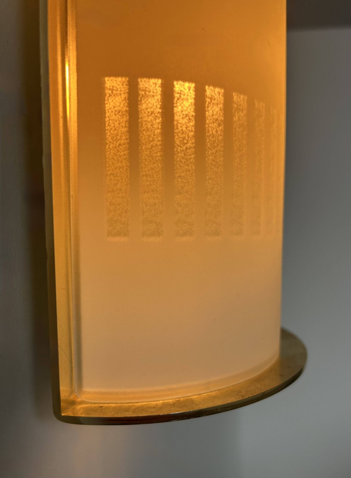 Pair Of Vintage Brass And Sandblasted Glass Wall Lights, France 1970 photo 296.0