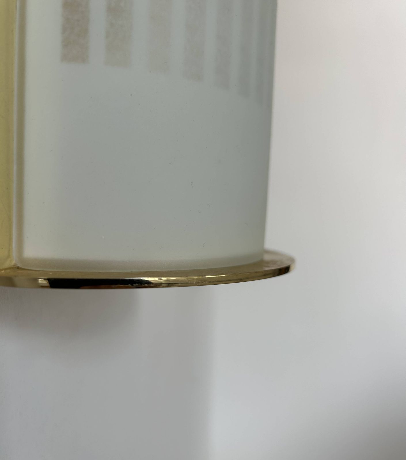 Pair Of Vintage Brass And Sandblasted Glass Wall Lights, France 1970 photo vintage