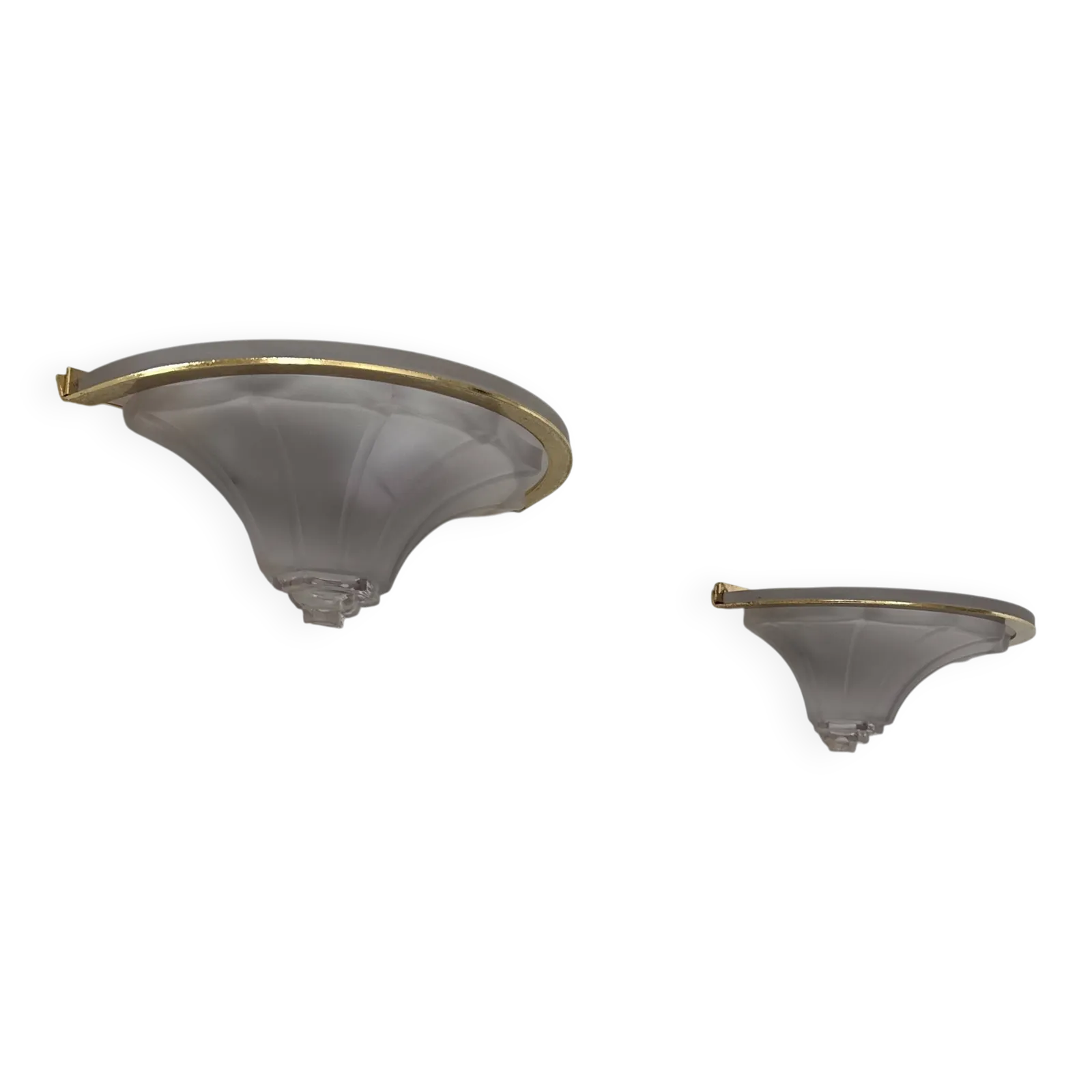 Pair Of Glass And Brass Wall Lights, France, 1960