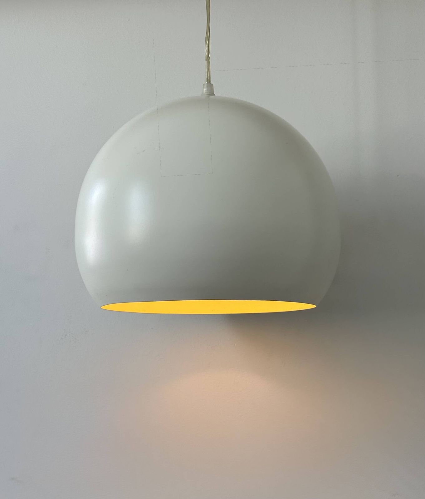 Vintage White Metal Pendant Light, France 1980 photo vinterior