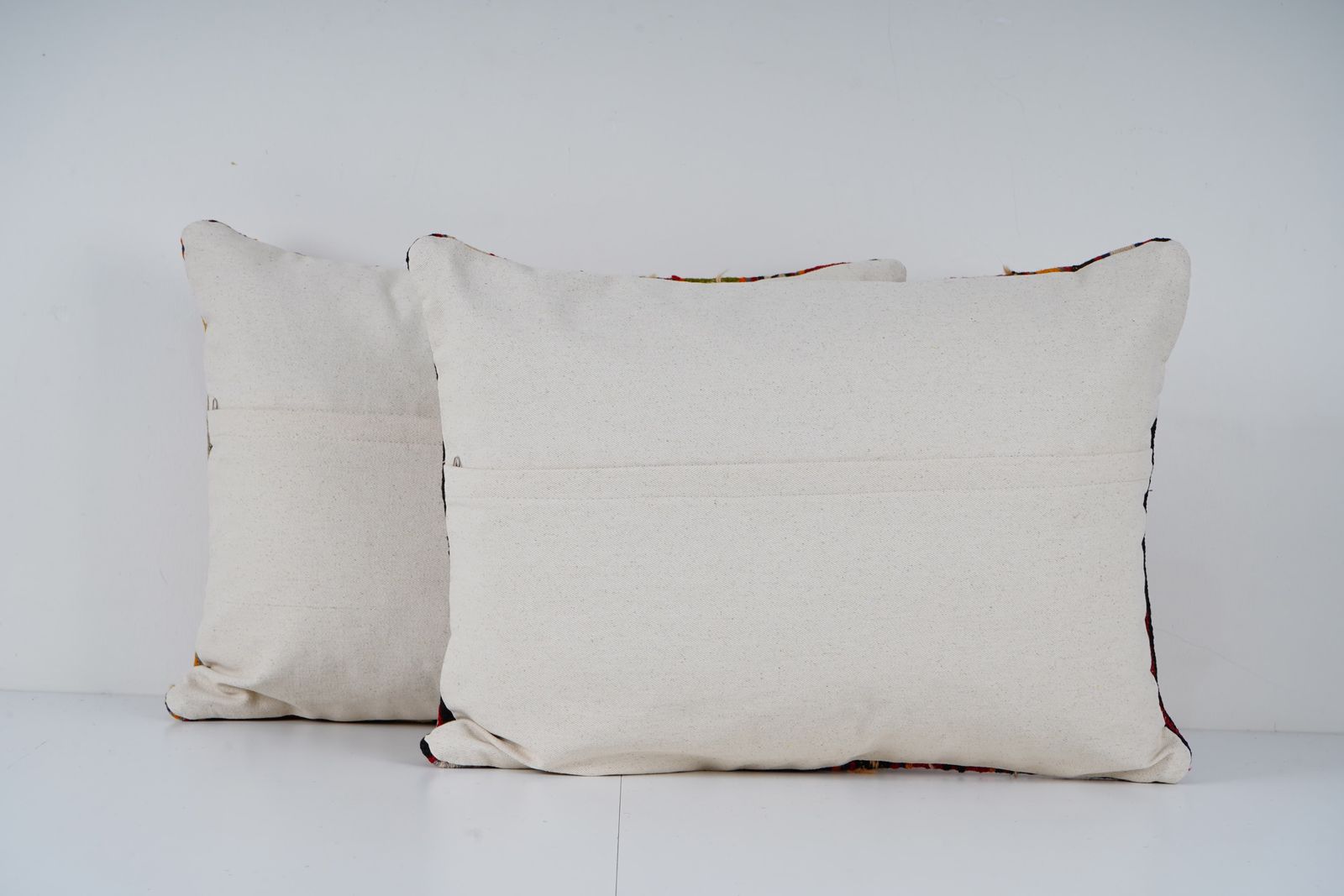 Ethnic Wool Turkish Lumbar Kilim Pillow Cover, Pair Long Geometric Patterned Anatolian Kilim Pillow, Bedding Kilim Pillow Cover photo for sale