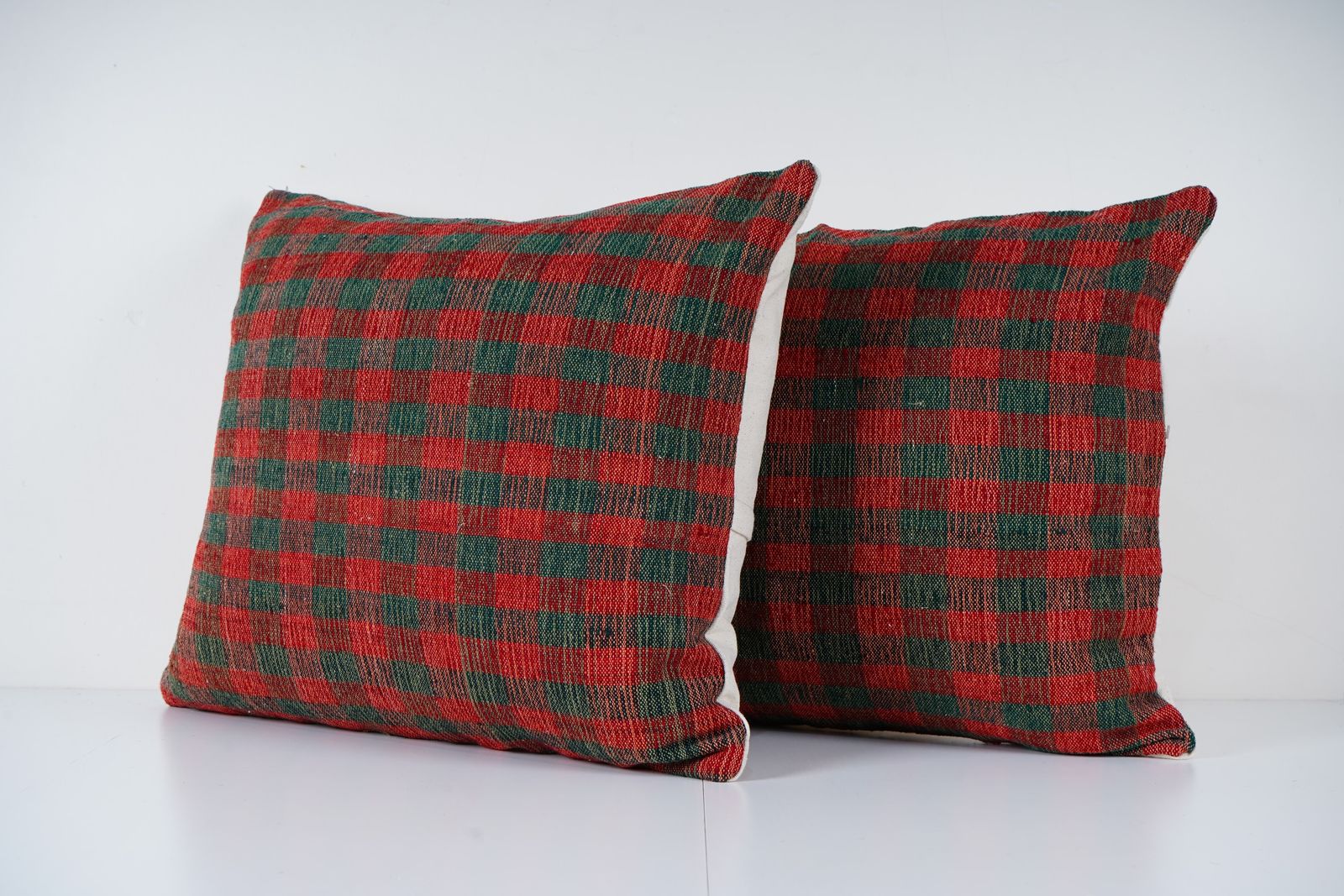 Set Of Two Covers Boho Vintage Handwoven Lumbar Kilim Pillow Cover From Anatolian, Retro Design Ethnic Cushion photo for sale