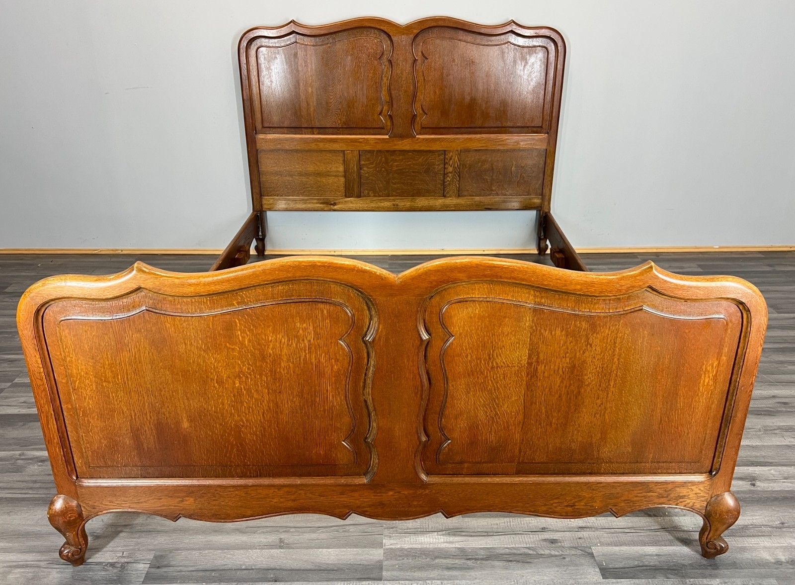 Bed Frame Vintage French Louis XVI Style Oak Double Carved Panel Lot 4111 photo furniture