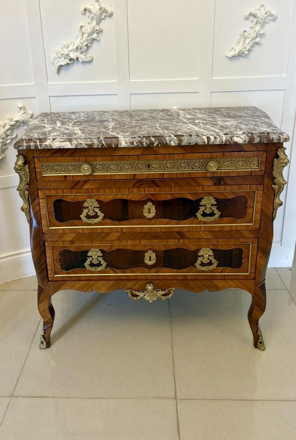 Outstanding Quality Antique 19th Century French Marble Top Chest Of Drawers