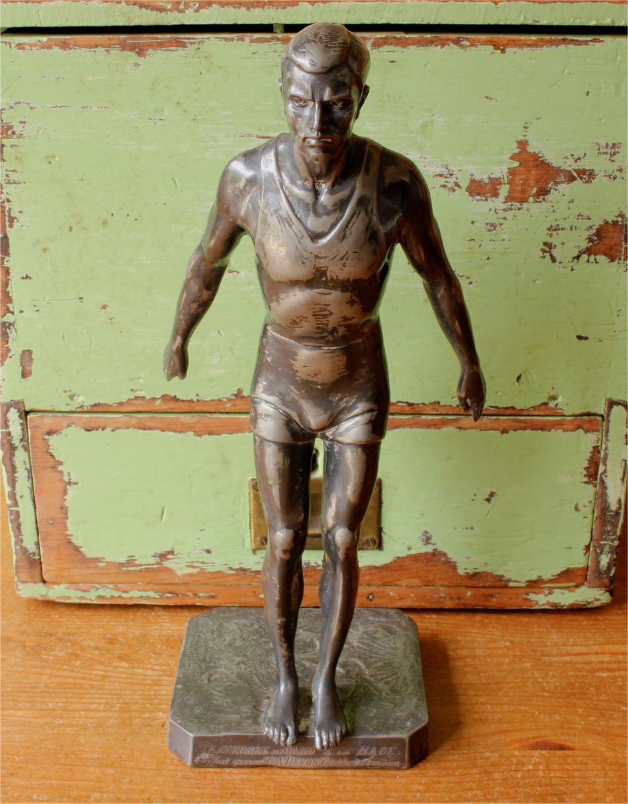 Swimming Trophy. Wilhelm Zwick Diving Figure Sports Statue. Ghent. C1910. photo Art
