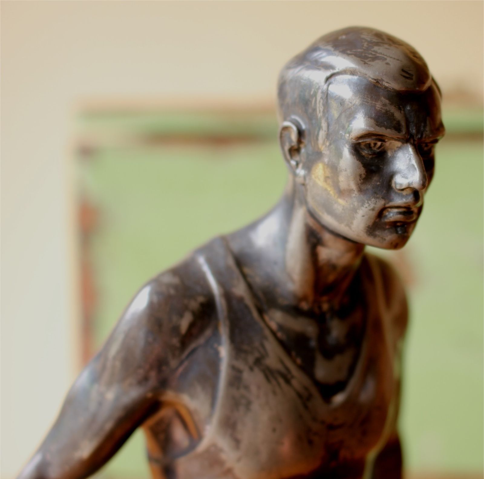 photo buy Swimming Trophy. Wilhelm Zwick Diving Figure Sports Statue. Ghent. C1910.