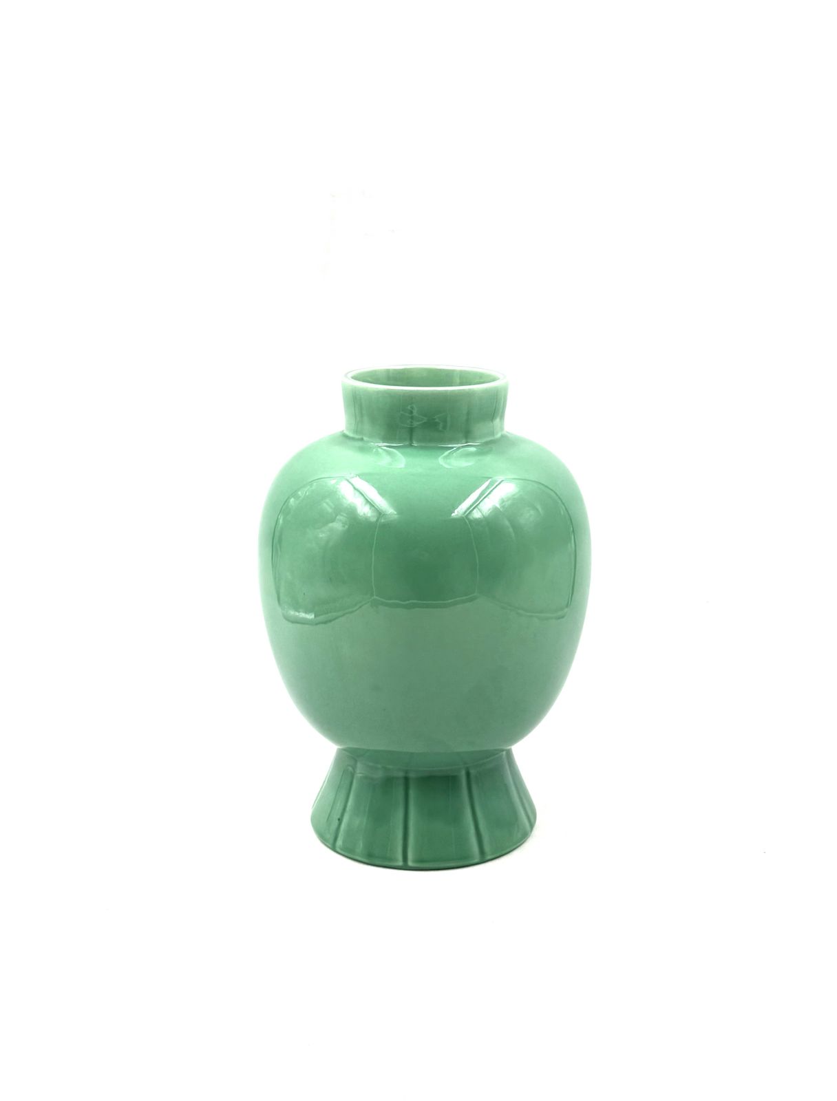 Home Decor Paul Millet, Art Deco Green Ceramic Vase, Sevres France 1930s photo