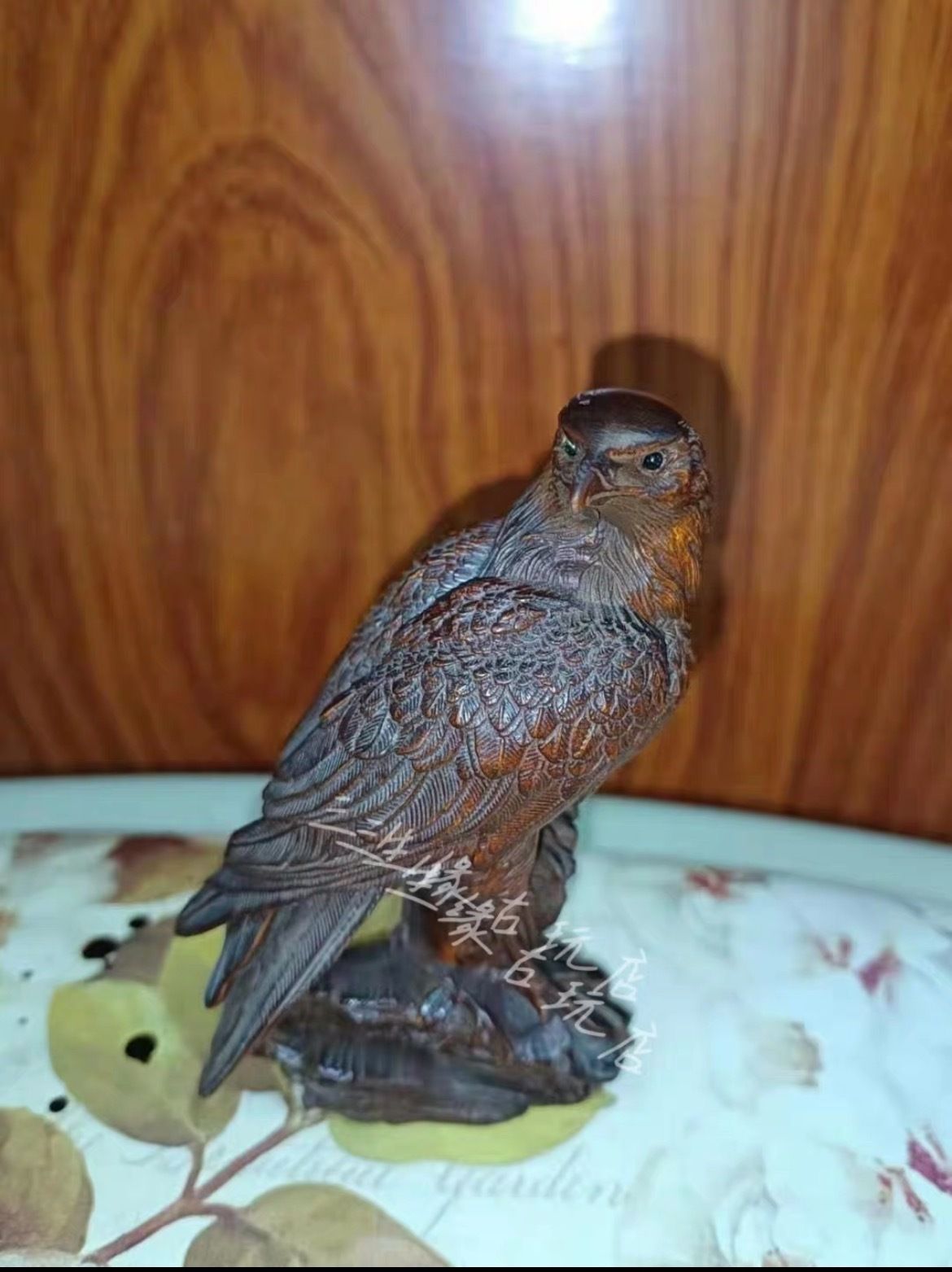 19th Century Hand Carved Boxwood Eagle Ornament, Height Approximately 9.2cm photo for sale