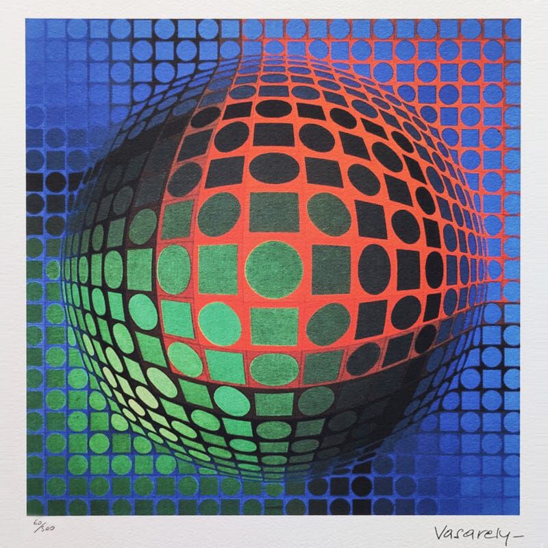 1970s Gorgeous Victor Vasarely Op Art Limited Edition Lithograph photo furniture