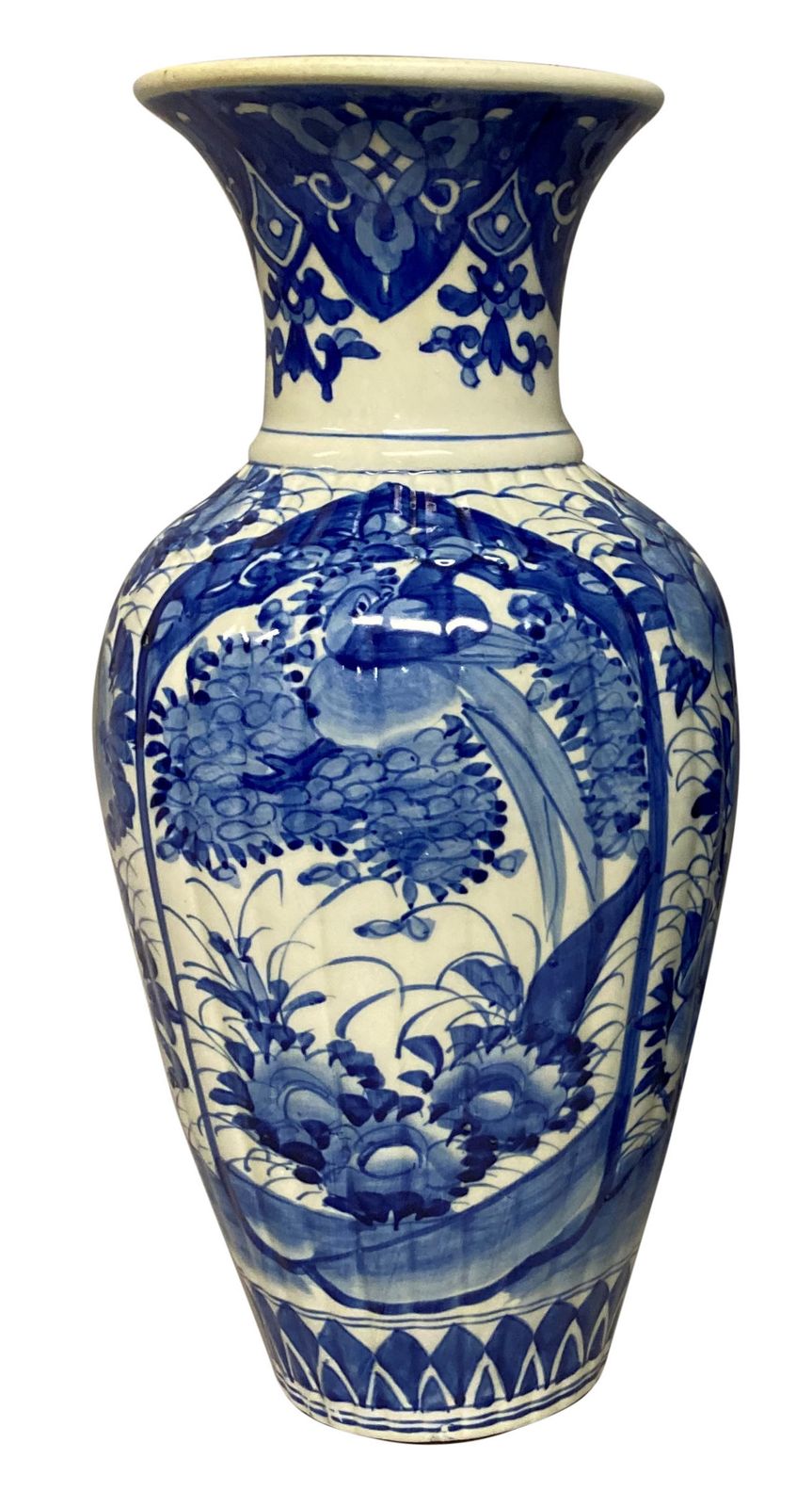A Pair Of XIX Century Chinese Blue & White Baluster Vases photo furniture