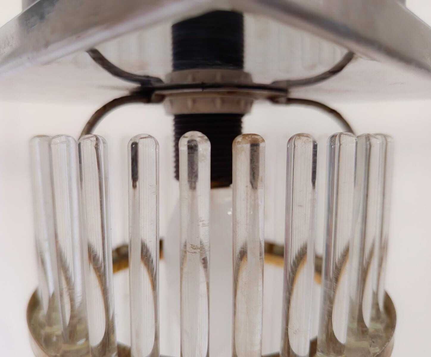 Pair Of Gaetano Sciolari Glass And Brass Ceiling Lamps, Vintage, Mid Century Modern Chandelier photo vintage
