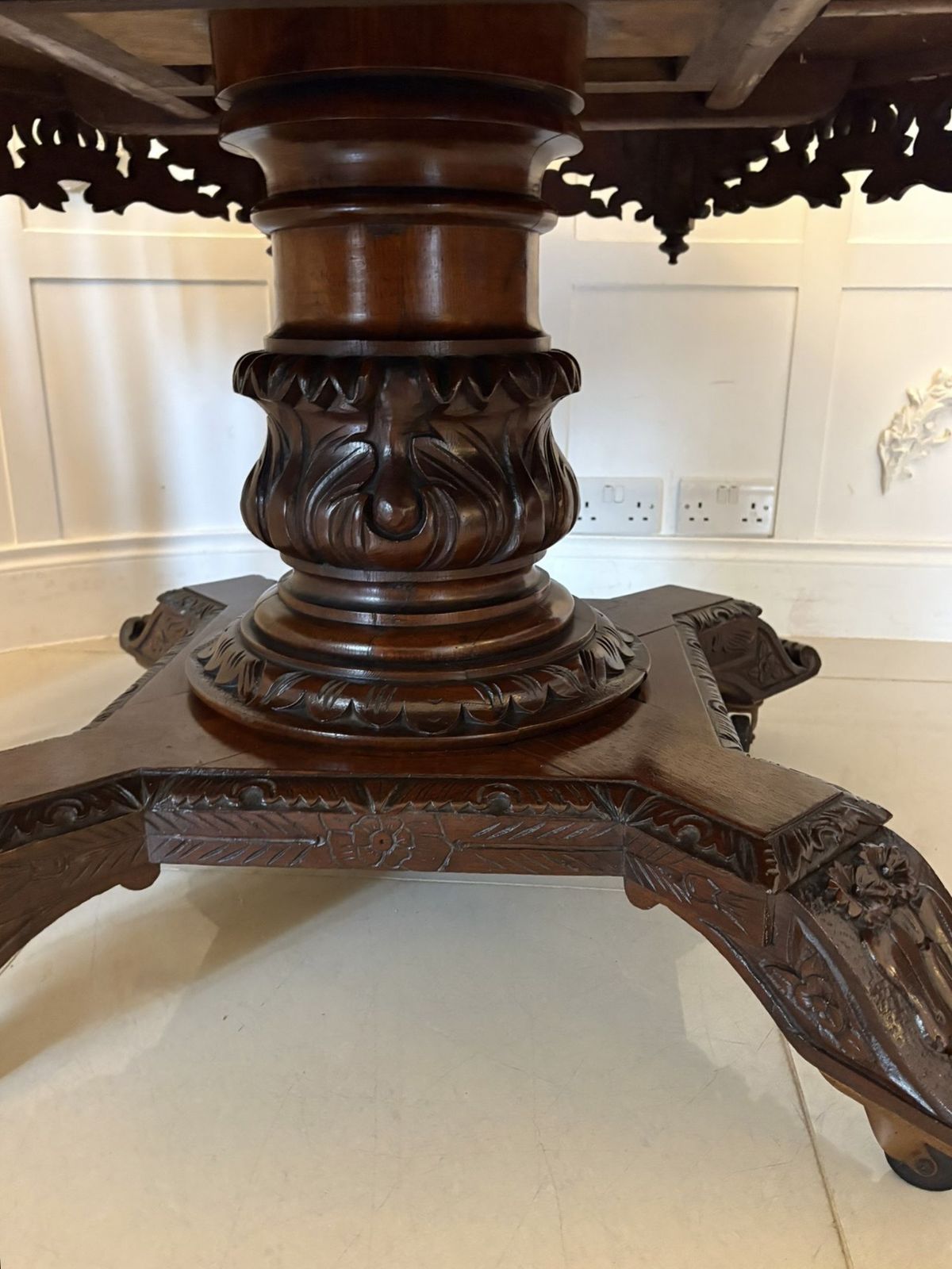 Superb Quality Large Antique 19th Century Carved Oak Dining Table photo buy