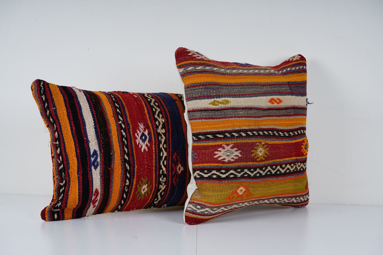 Turkish Kilim Cushion Two Kilim Pillow Covers Set, Cushions For Living Room, Gift For Kilim And Boho Style Lovers photo for sale