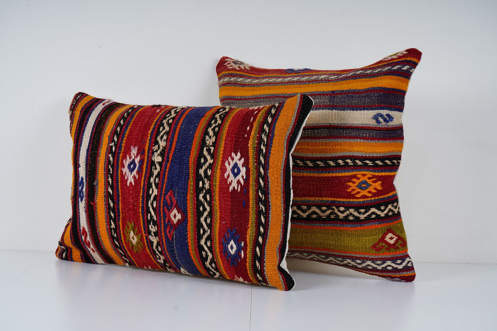 Turkish Kilim Cushion Two Kilim Pillow Covers Set, Cushions For Living Room, Gift For Kilim And Boho Style Lovers photo Textiles