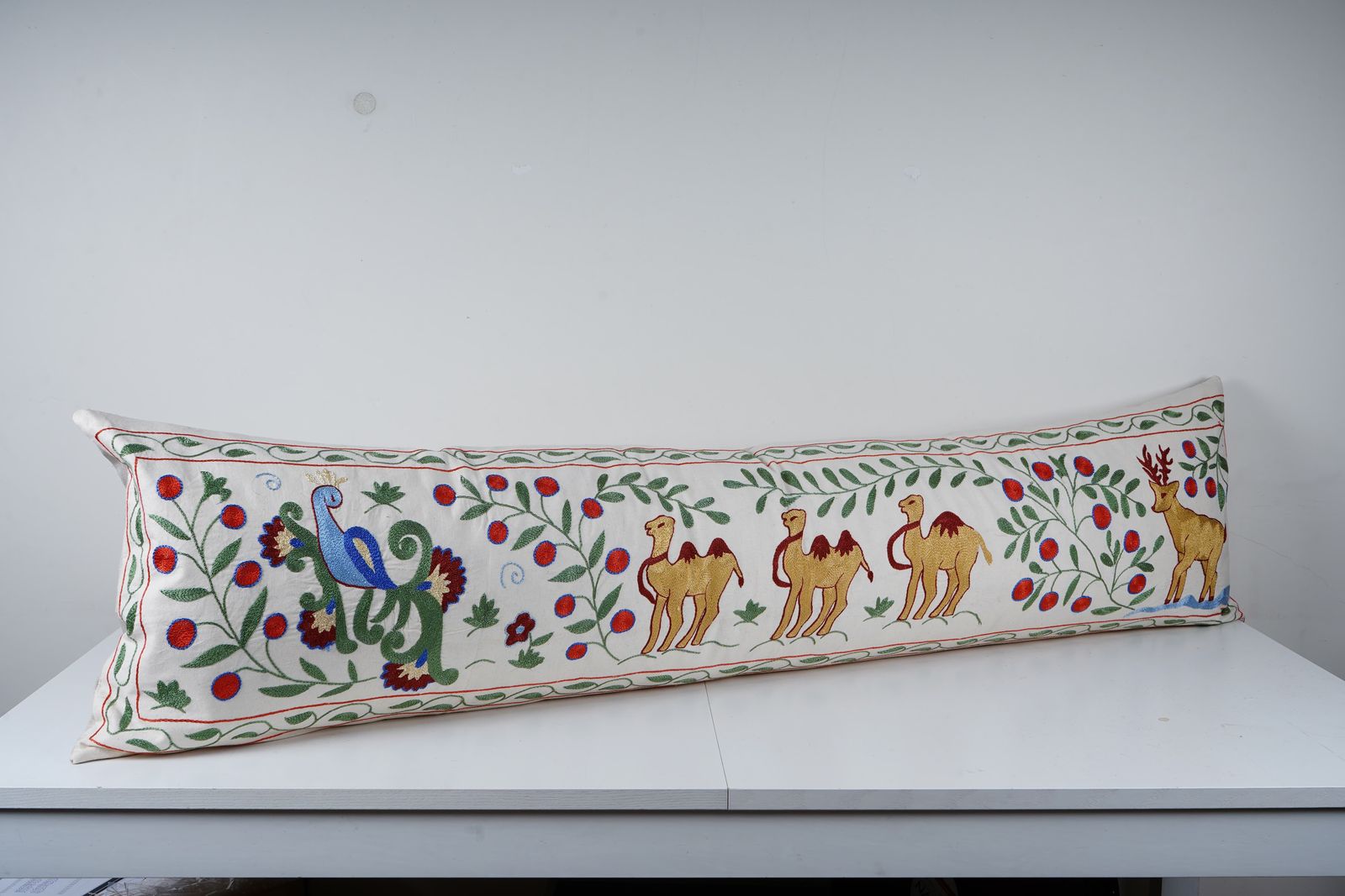 Tashkent Suzani Animal Bedding Pillow Case Made From A 19th Century Suzani   Lumbar Camel Cushion Cover photo Textiles