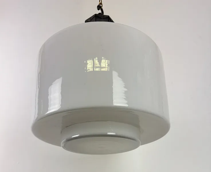 Exceptional Art Deco Opaline Pendant Light (25141) photo for sale