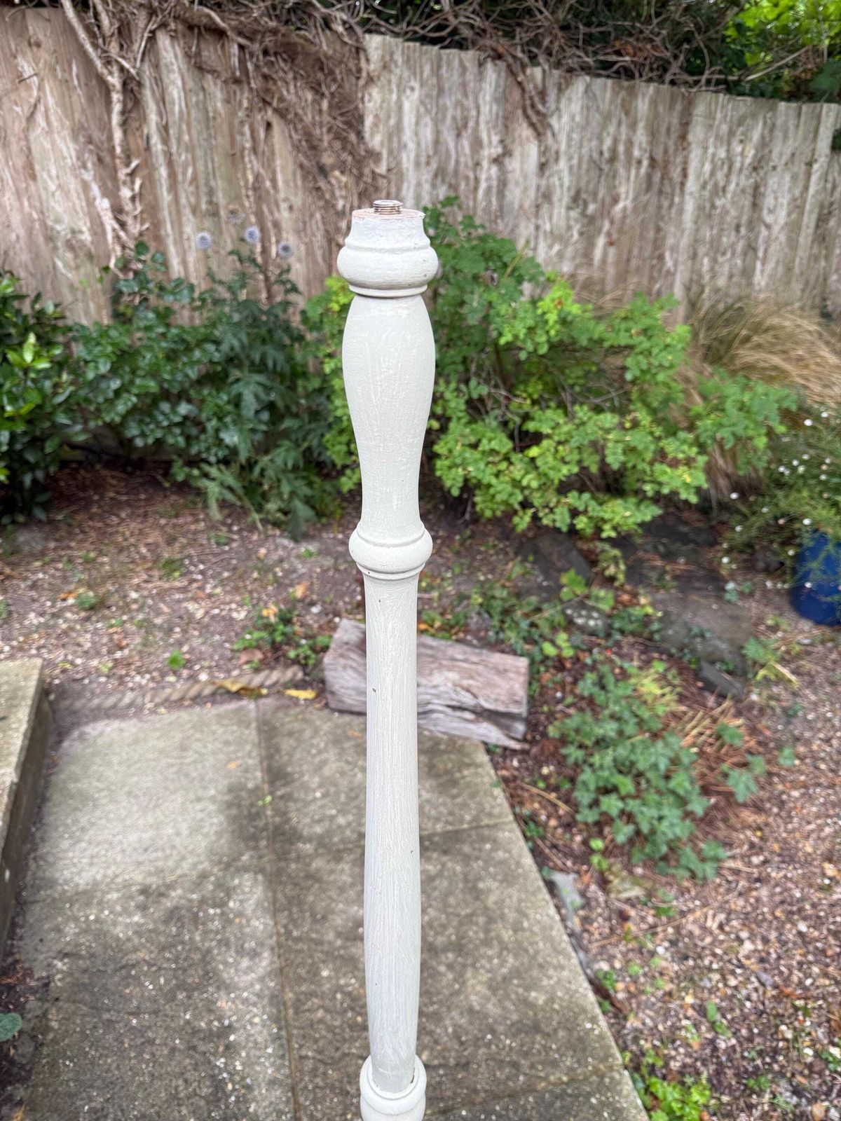 Vintage Floor Lamp In Farrow And Ball "French Gray", Wooden Standard Lamp Base, Hand Painted In Chalk Finish, Ready For Rewiring, Country photo furniture