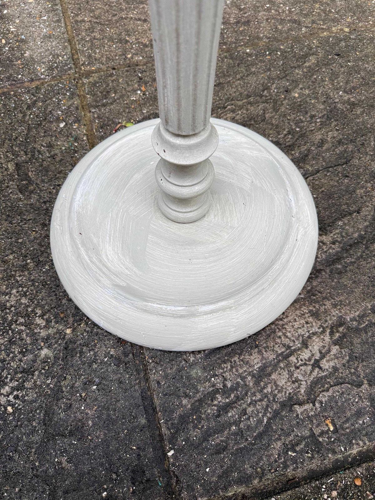 Vintage Floor Lamp In Farrow And Ball "French Gray", Wooden Standard Lamp Base, Hand Painted In Chalk Finish, Ready For Rewiring, Country photo Lighting
