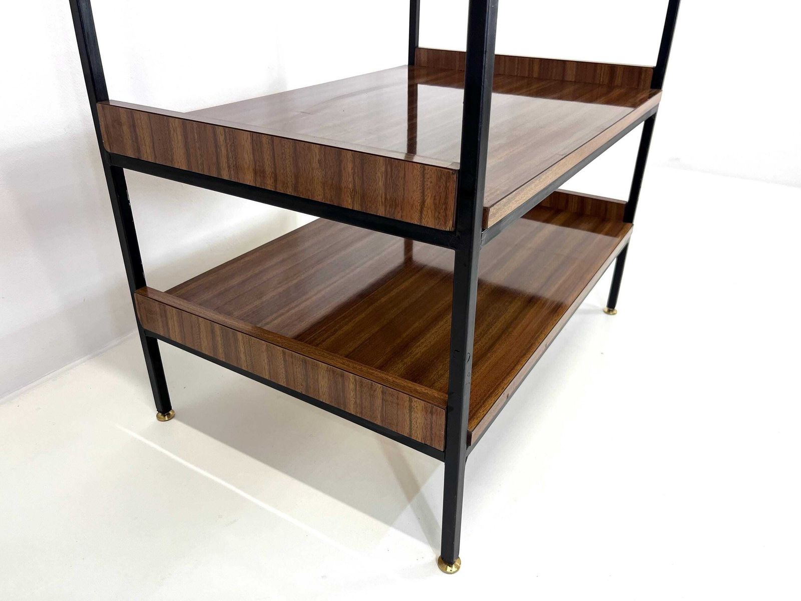 Mid Century Modern Vintage Tv Stand With Shelves / Retro Wood And Metal Media Console / 1970 Yugoslavia photo 228.0
