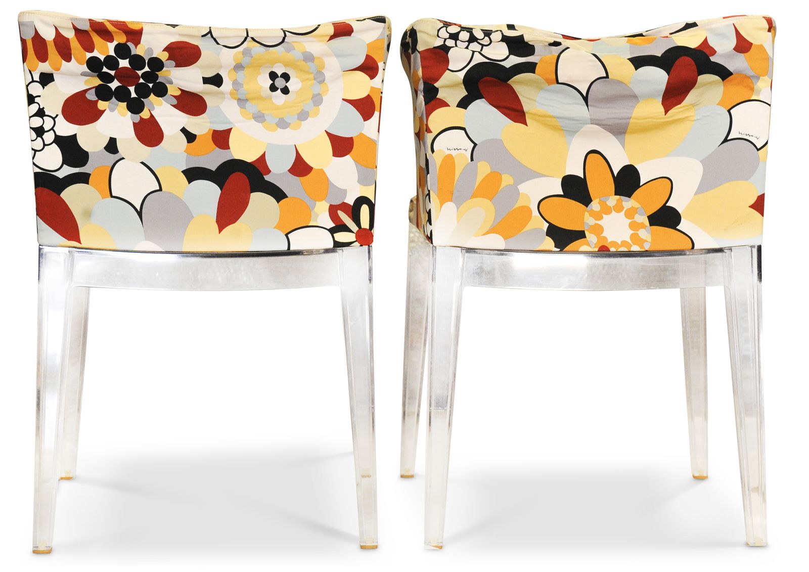 Kartell Mademoiselle "A La Mode" Missoni Sketches Lucite Chairs Philippe Starck Price Per Chair Two Chairs In Stock photo buy
