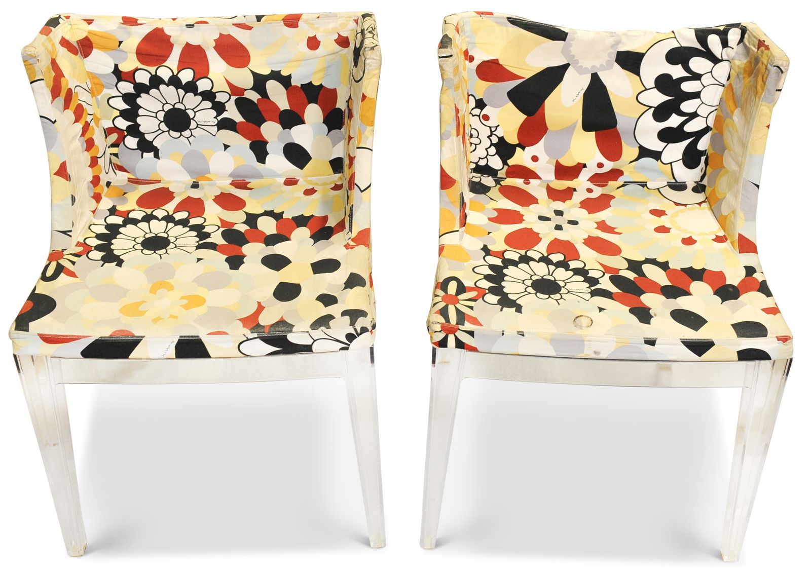 Kartell Mademoiselle "A La Mode" Missoni Sketches Lucite Chairs Philippe Starck Price Per Chair Two Chairs In Stock photo for sale