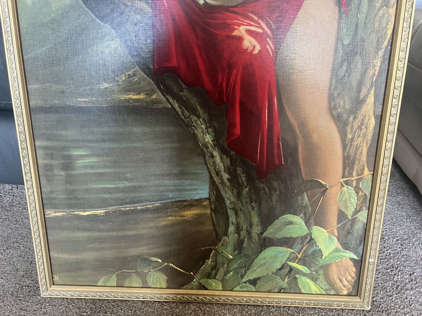 Vintage Jh Lynch Woodland Goddess Large Framed Print Mid Century Original 60s photo furniture