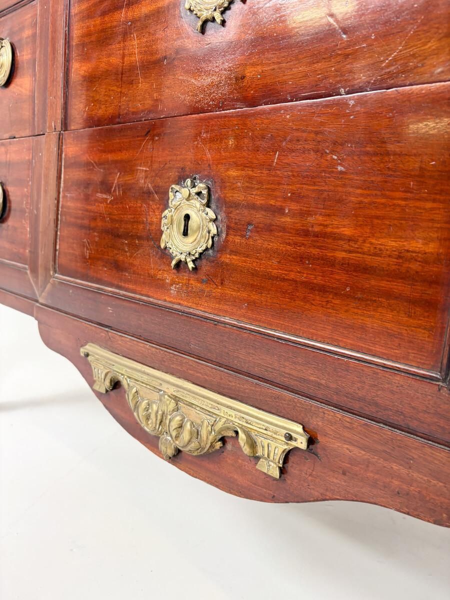 Late 18th Century Louis XVI Chest Of Drawers, Mahogany Veneer photo vintage