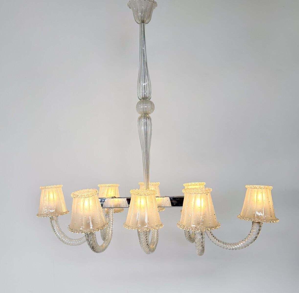 Barovier And Toso Chandelier, Murano Glass   8 Sconces photo Lighting
