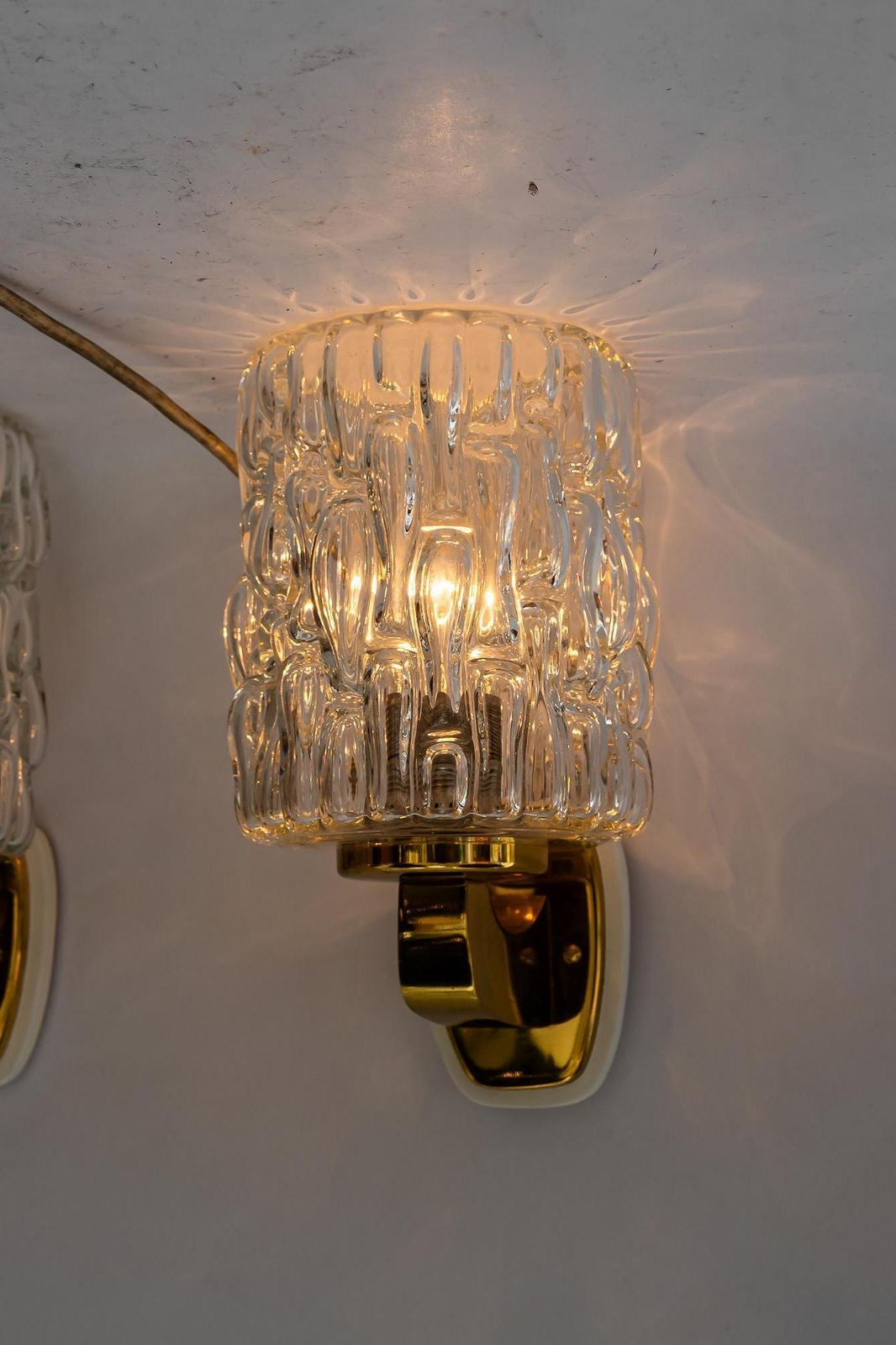 Lighting 2 Rupert Nikoll Wall Lamps With Structure Glass Vienna Around 1950s photo