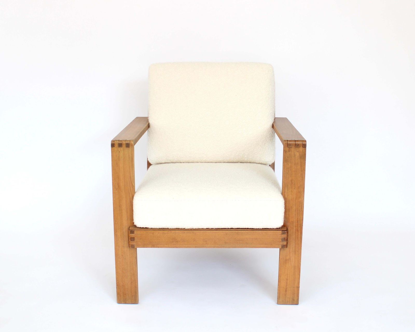 Rene Gabriel French Oak Grid Back Lounge Chair Reconstruction Period photo vintage