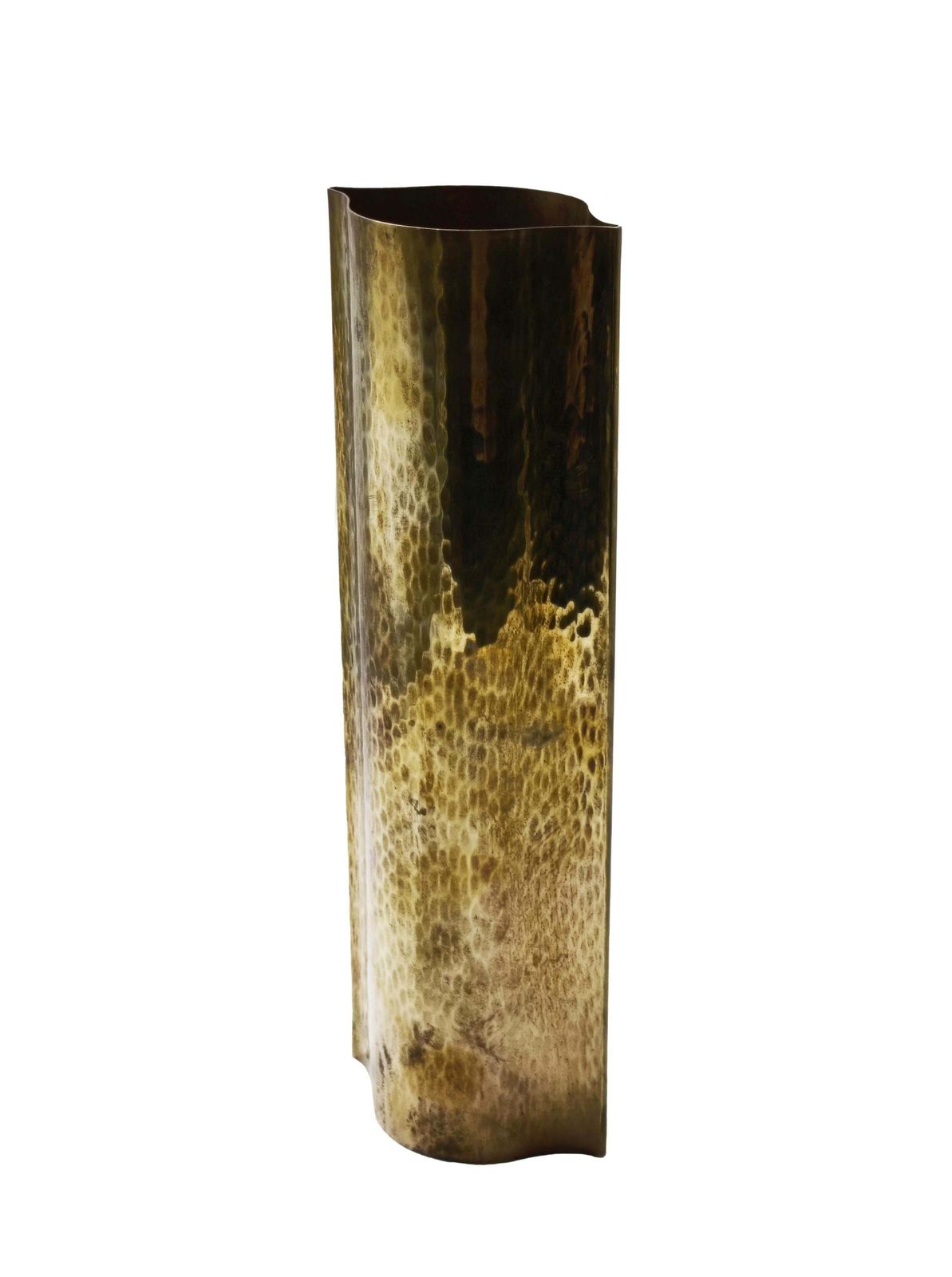 Zanetto Vase In Martellato Brass, Italy 1970s photo for sale