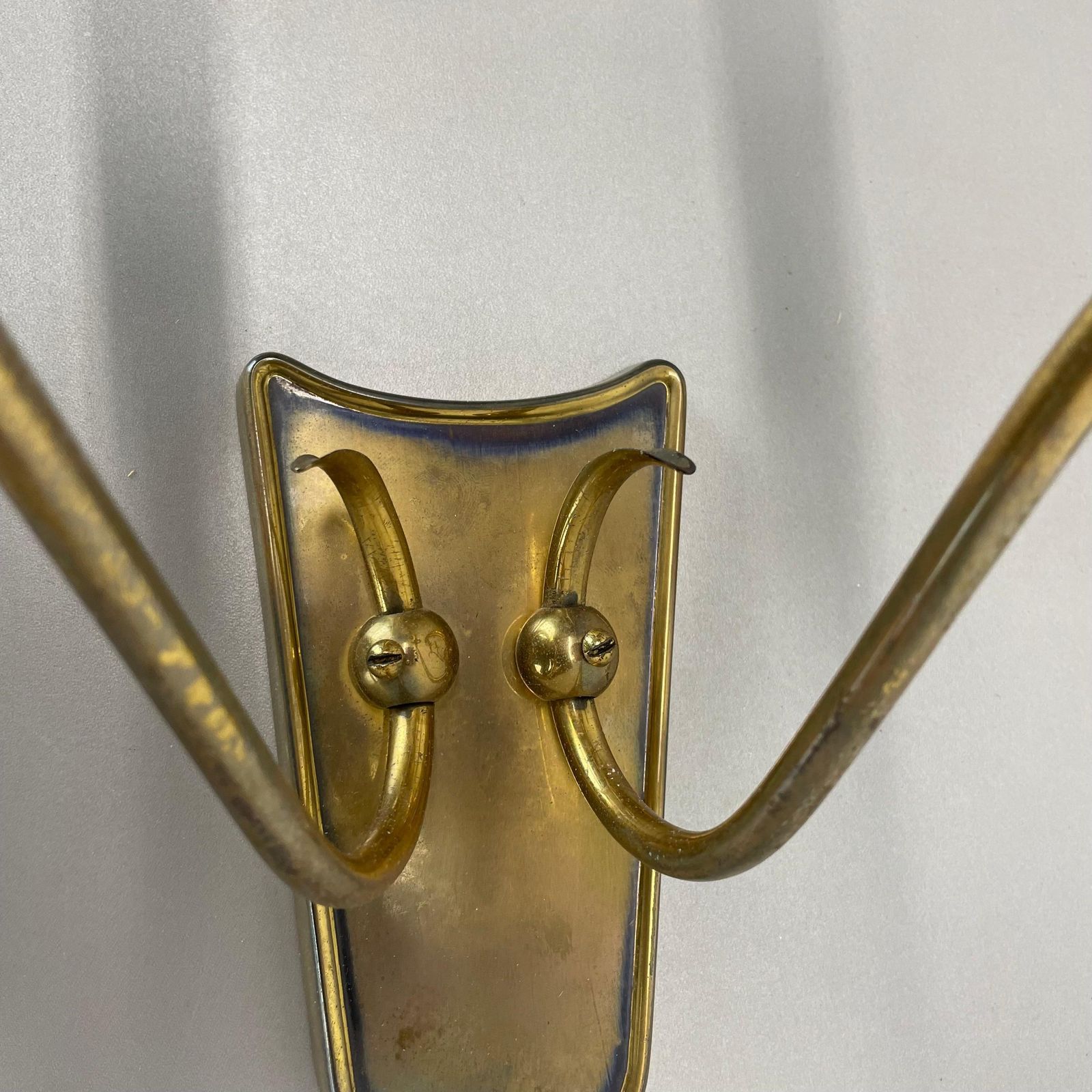 Unique Set Of 2 Brass Gio Ponti Style Theatre Wall Light Sconces, Italy, 1950s photo buy